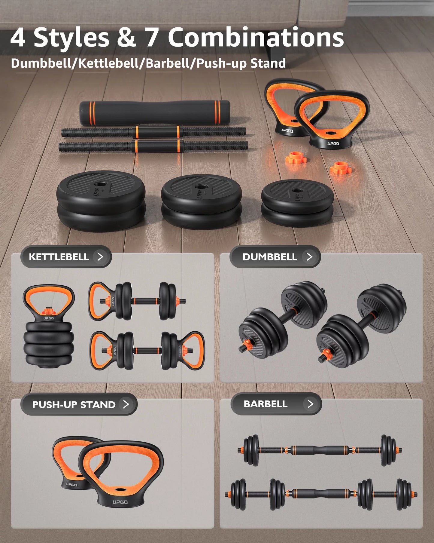 Adjustable Dumbbells, 70Lbs Free Weight Set with Connector, 6 In1 Dumbbells Set as Barbell, Kettlebells, Push up Stand, Fitness Exercises for Home Gym Suitable Men/Women