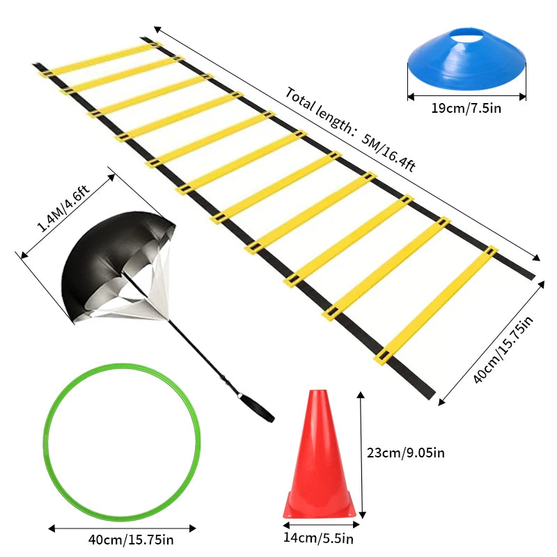 1 Set of Soccer Speed Quickness Agility Training Set Agility Ladder, (19.6 Ft Long with 12 Rungs)