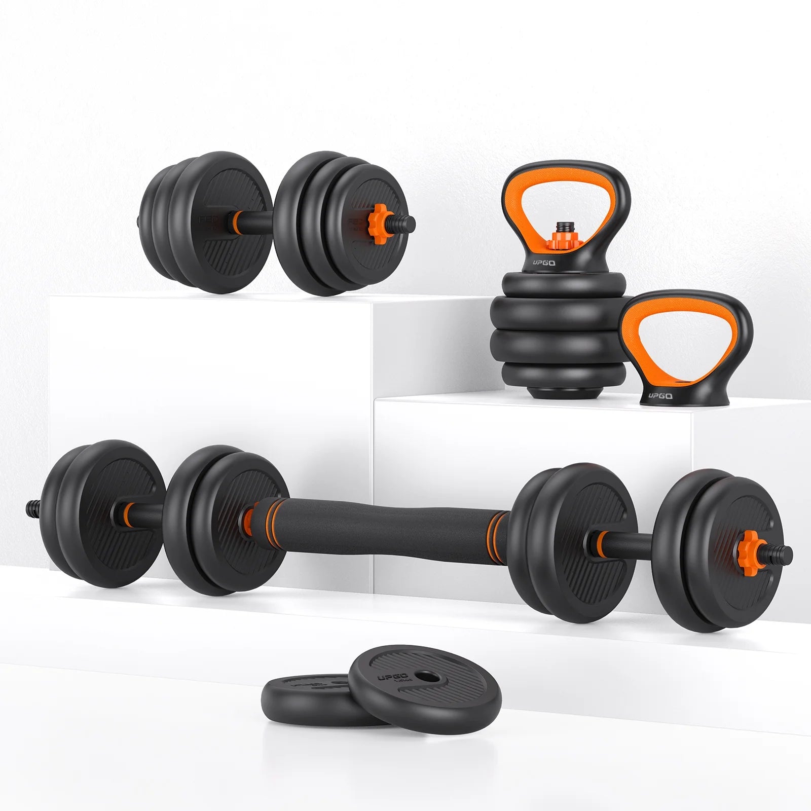 Adjustable Dumbbells, 70Lbs Free Weight Set with Connector, 6 In1 Dumbbells Set as Barbell, Kettlebells, Push up Stand, Fitness Exercises for Home Gym Suitable Men/Women